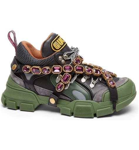 gucci green shoe|green gucci sneakers with jewels.